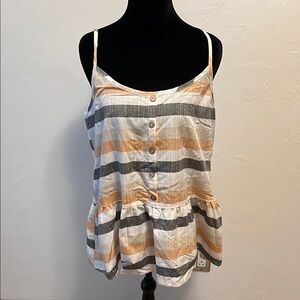 Gray and White Buttoned Peplum Camisole NWOT